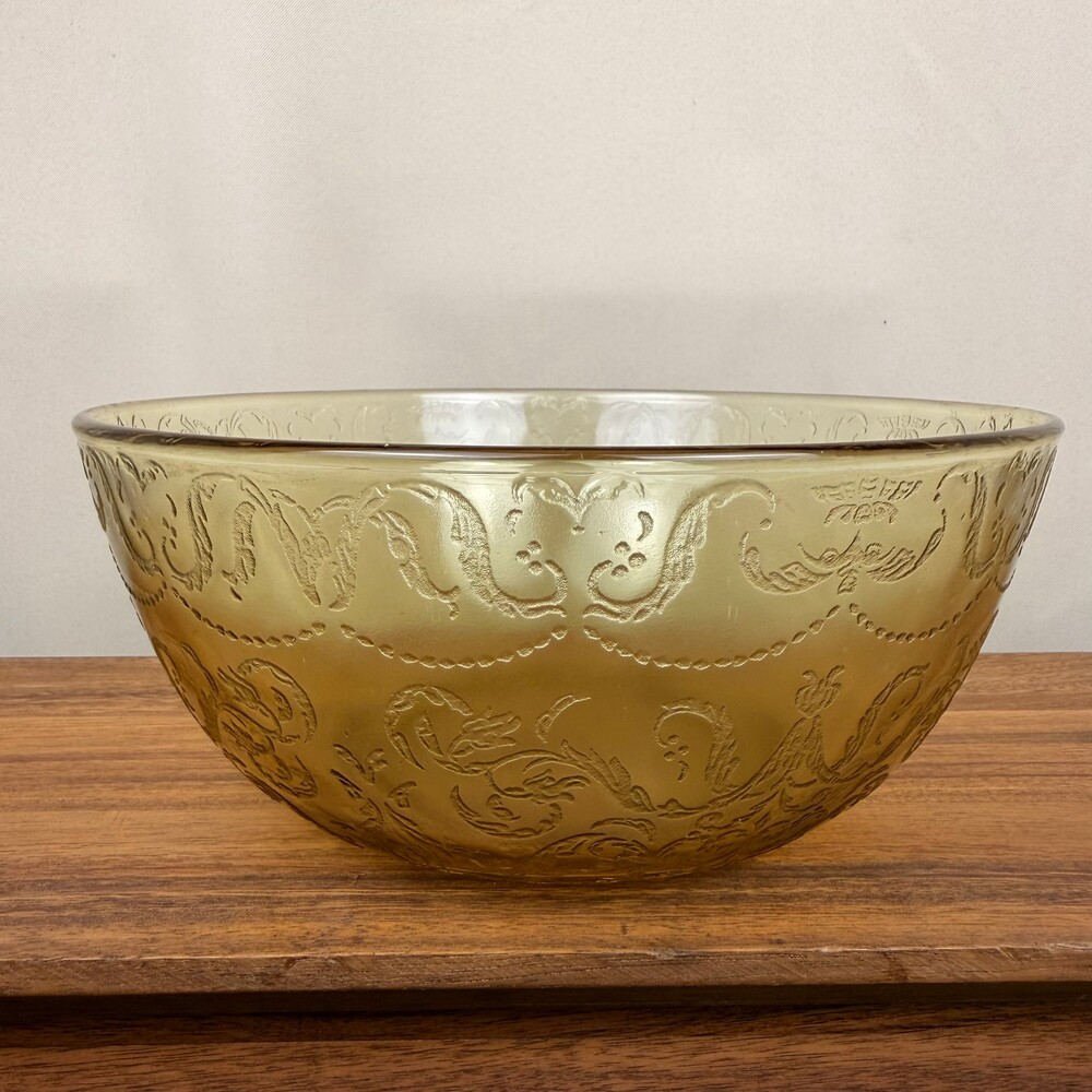 Vintage Federal Glass Company Madrid Amber Glass 9.5" Bowl Decorative Serve ware